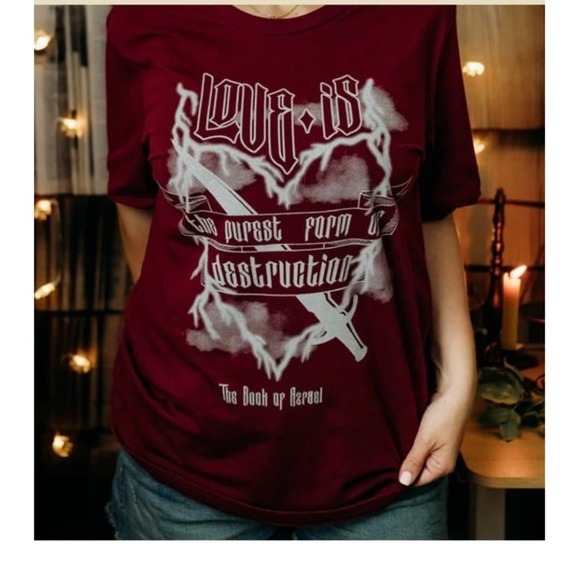 Love Is the Purest Form of Destruction T-Shirt - The Book of Azrael maroon large - Picture 1 of 6